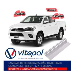 LAMINADO COMPLETO TRANS. 12-4 MICRAS (SIN PARABRISAS) AUTOMÓVIL TIPO SEDÁN Y HATCHBACK CAMIONETA PICK UP